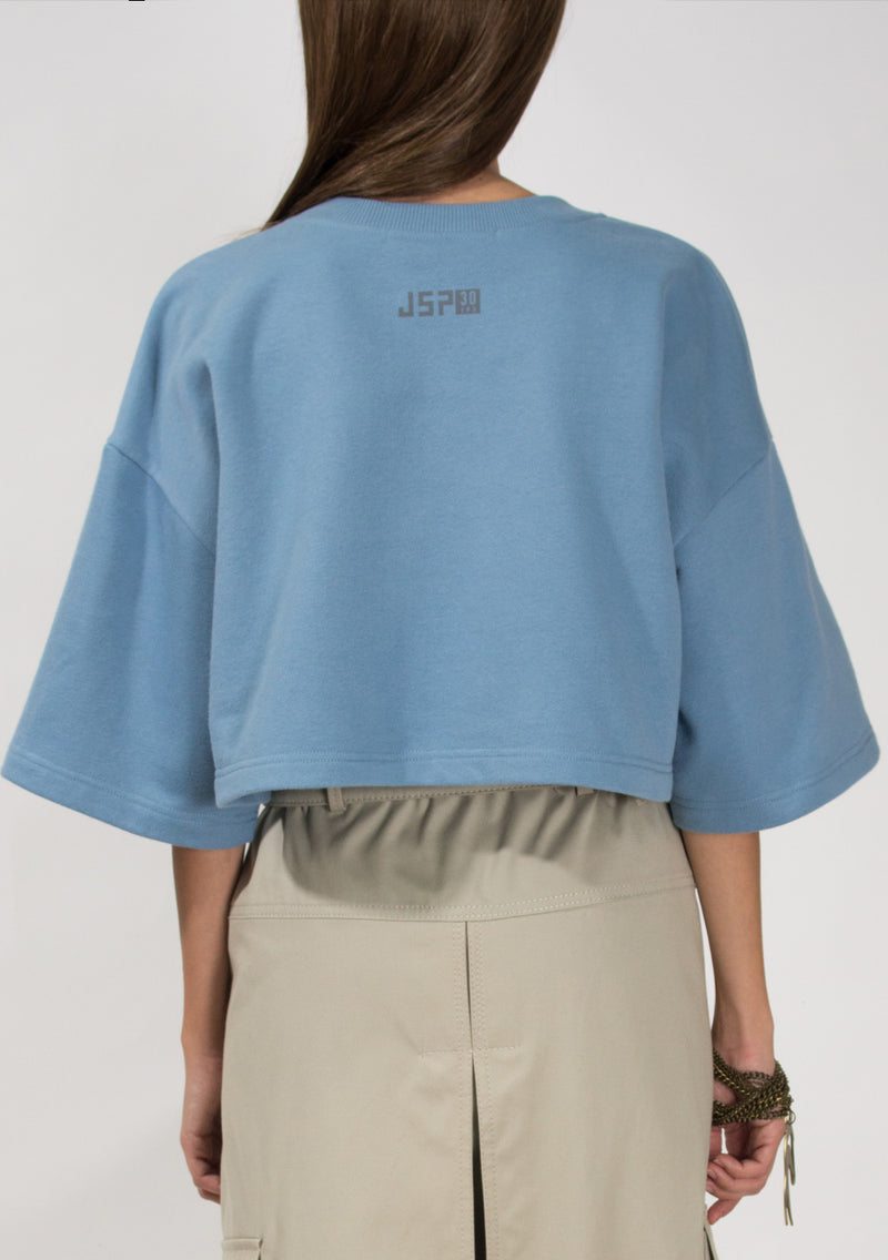 Cropped T-shirt Sweater - Blue
