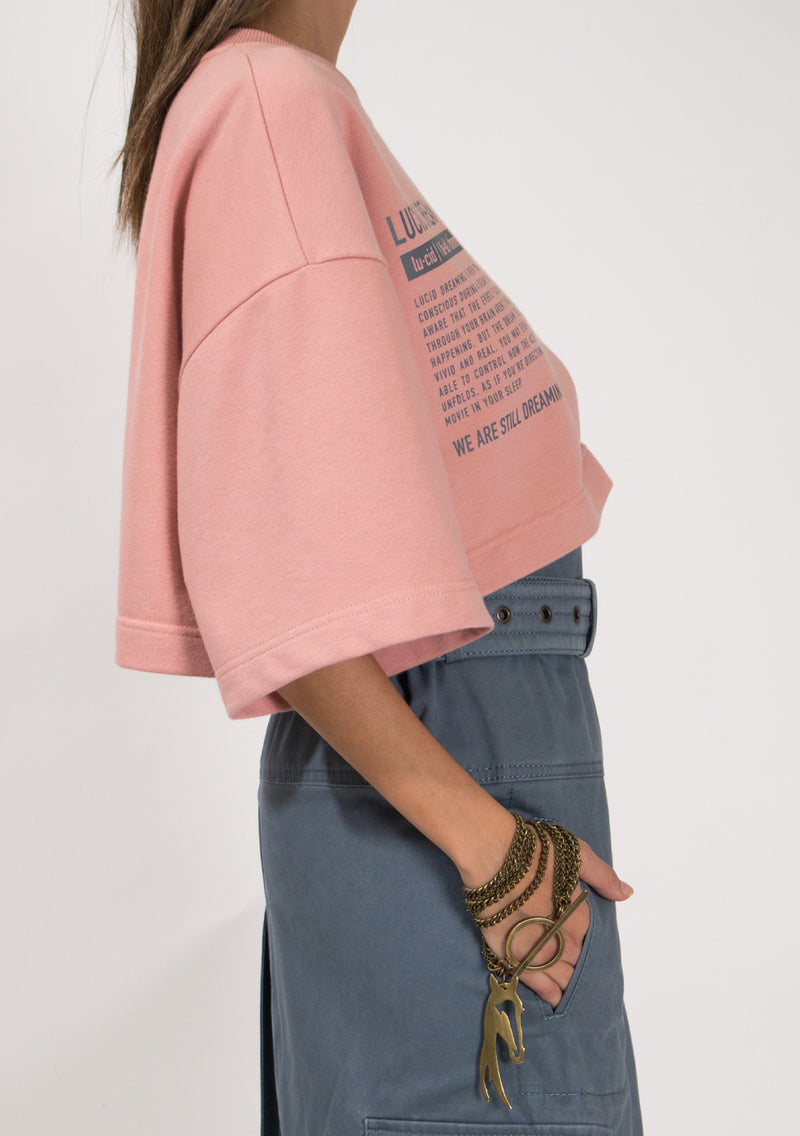 Cropped T-shirt Sweater - Rose
