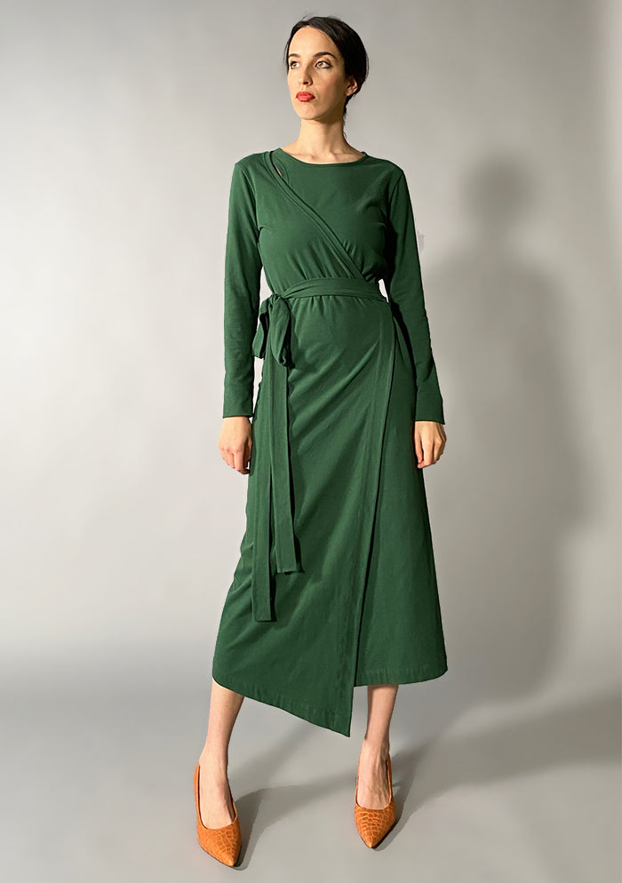 Wrap Panel Dress - Green