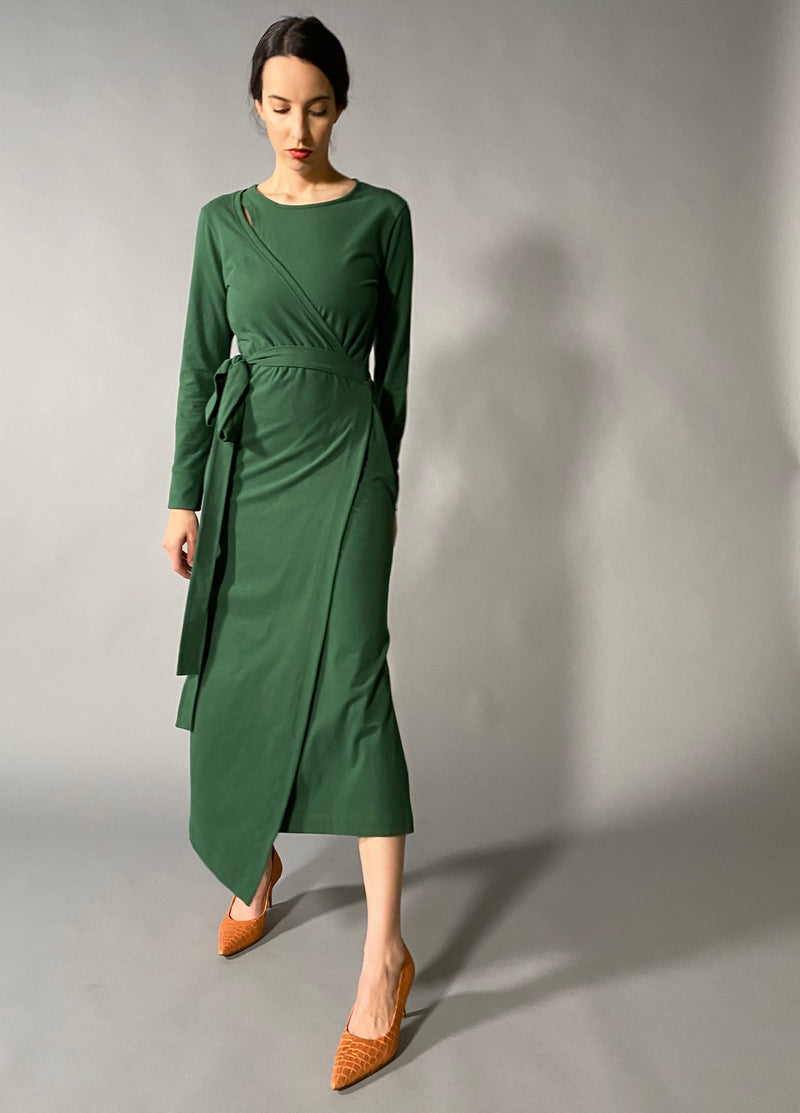 Wrap Panel Dress - Green