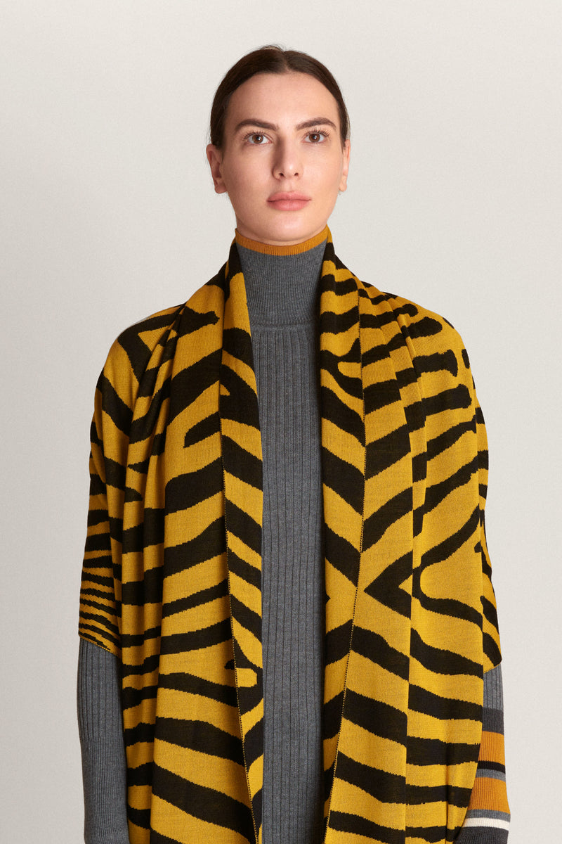 JACQUARD ŠAL - ZEBRA GORČIČNI