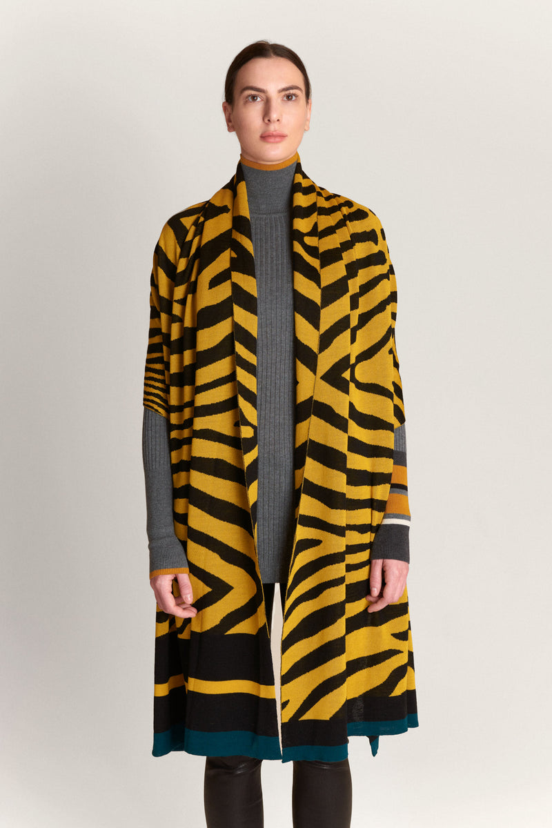 JACQUARD ŠAL - ZEBRA GORČIČNI