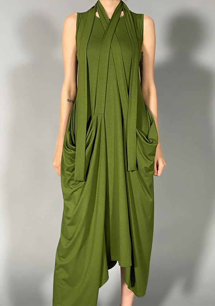 Džersi panel haljina - zelena