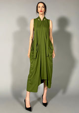 Jersey Panel Dress - Green