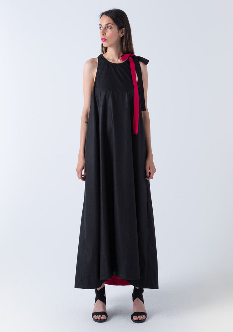 A-Line Dress- Black/ Fuchsia