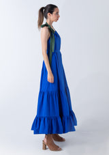 Obleka z naborki - kobaltno modra