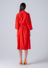 Kimono With Belt-Coral Red