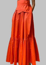 Obleka z naborki - koralno rdeča 