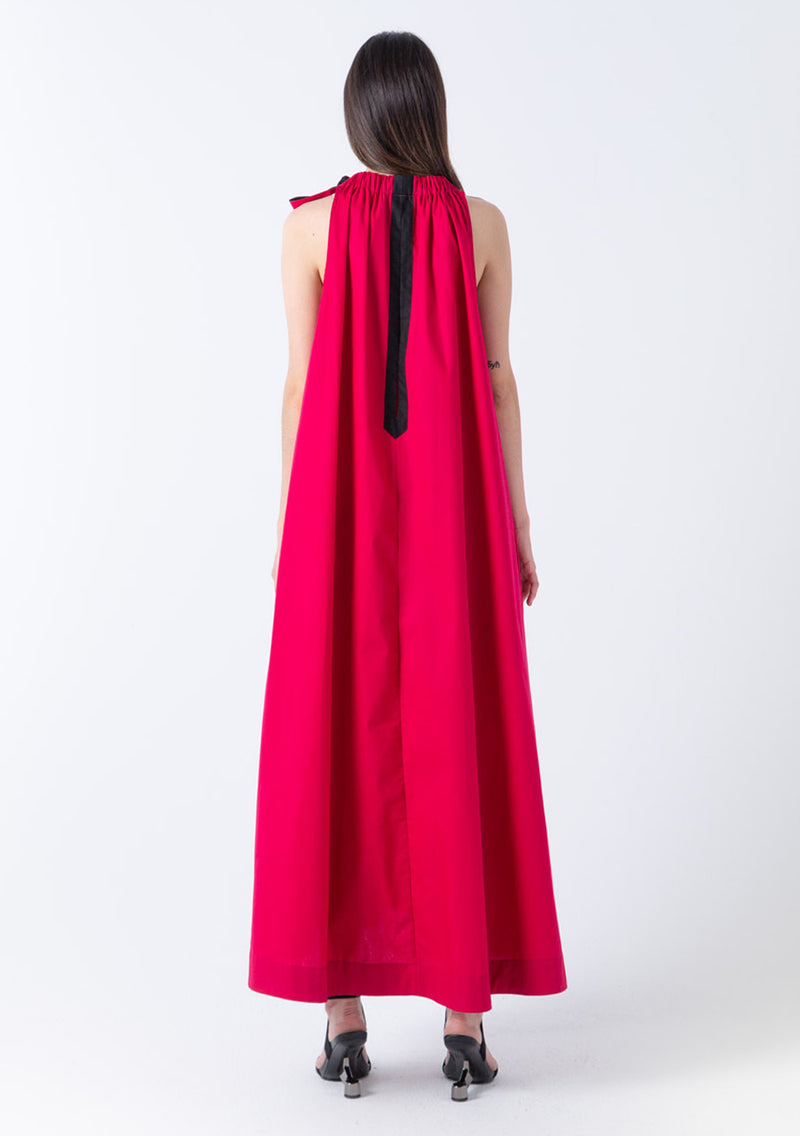 A-Line Dress- Fuchsia/ Black