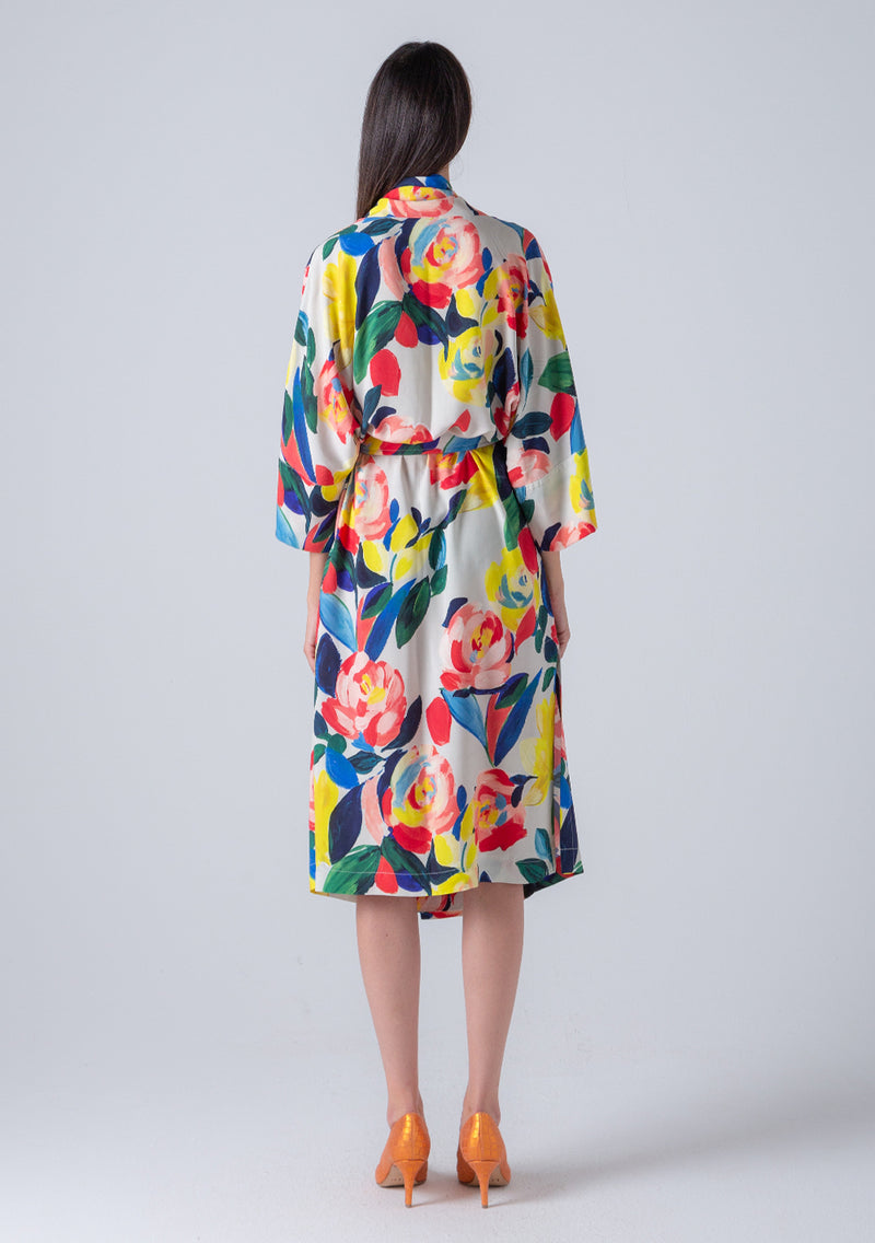 Printed Kimono With Belt-Floral