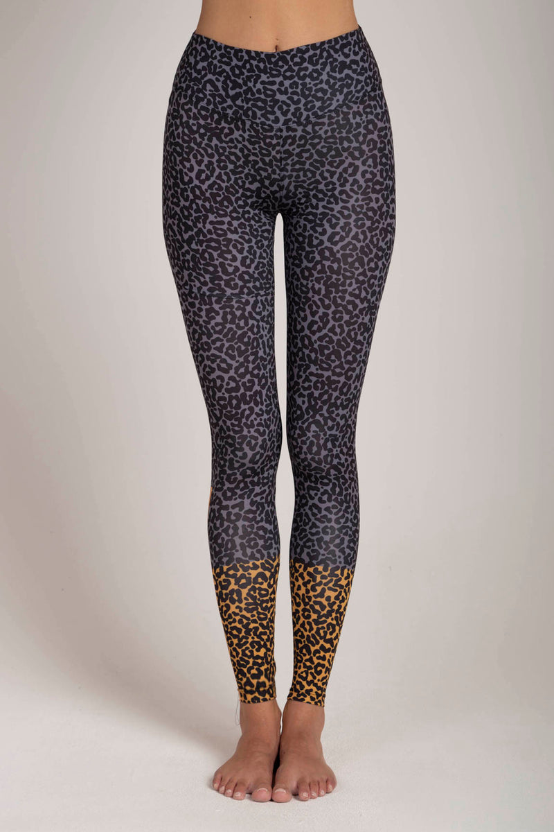 Leopard Grey Mustard Leggings