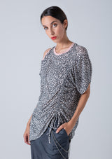 Multistyle Short Sleeve Leopard Top-Creme