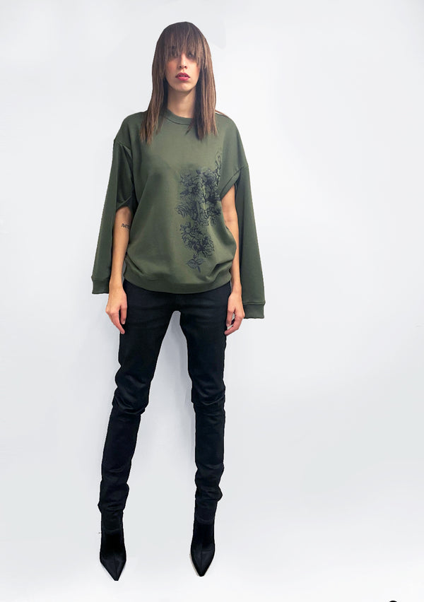 Multi-sleeve Sweater - Olive
