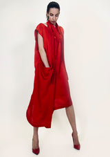 Multistyle Panel Dress - Red