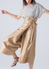 Thai Wrap Linen Trousers - Golden Beige