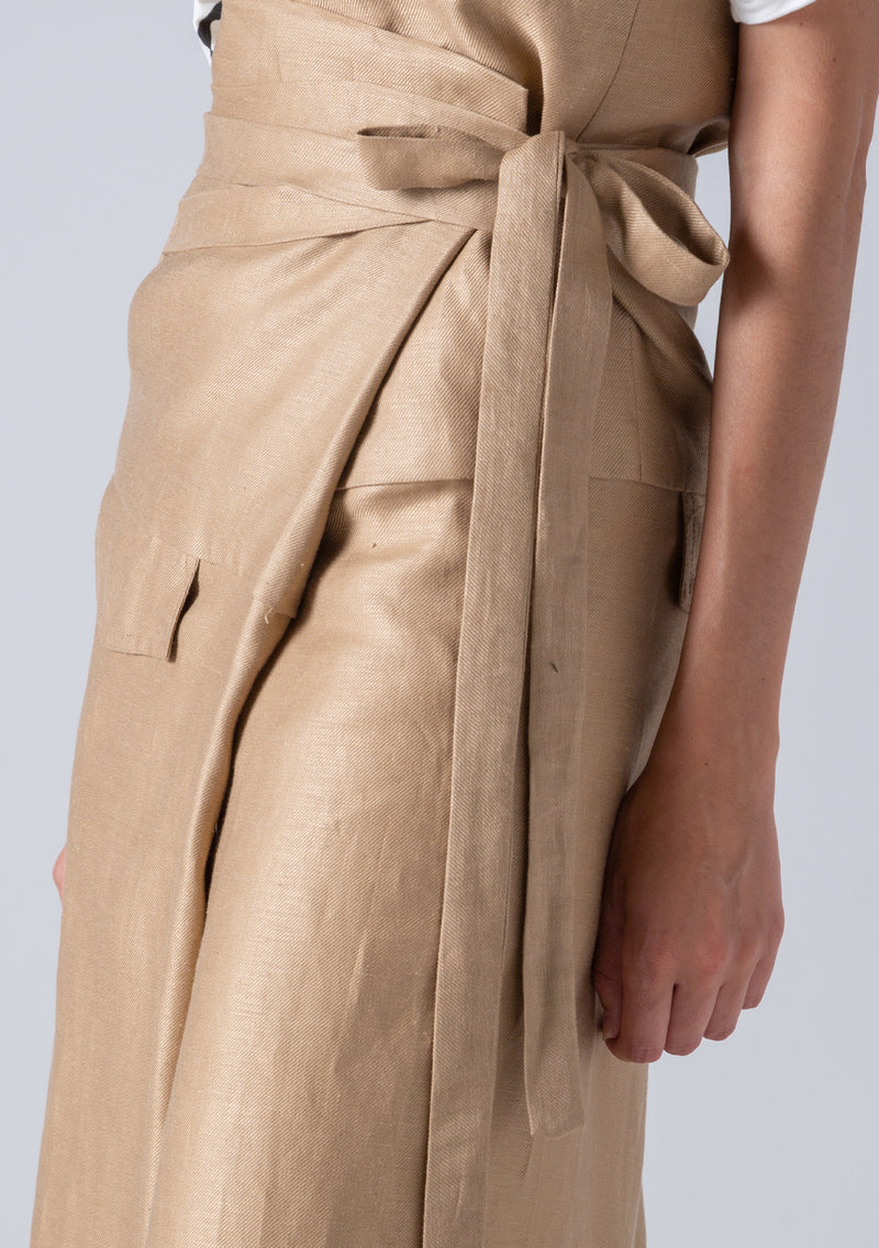 Thai Wrap Linen Trousers - Golden Beige