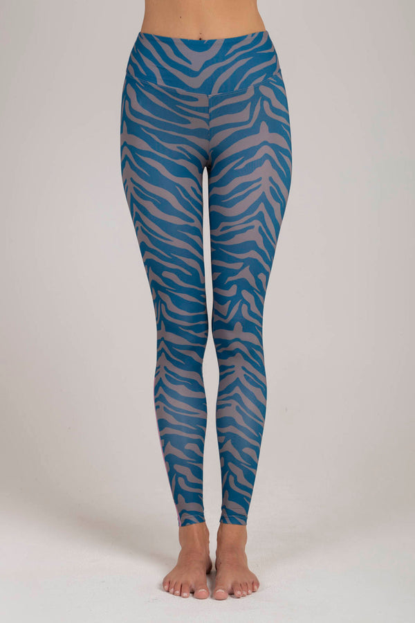 Zebra Blue Cream Leggings