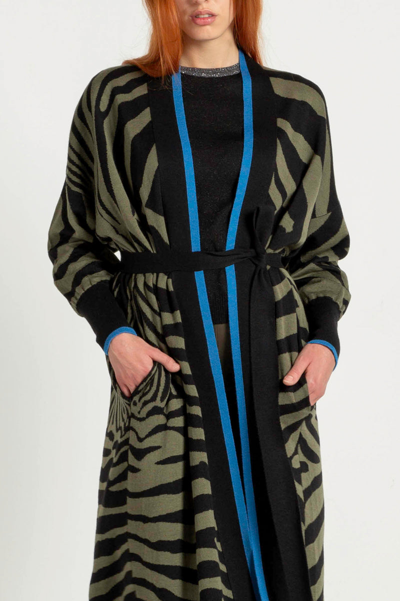 Jacquard Kimono - Zebra Olive