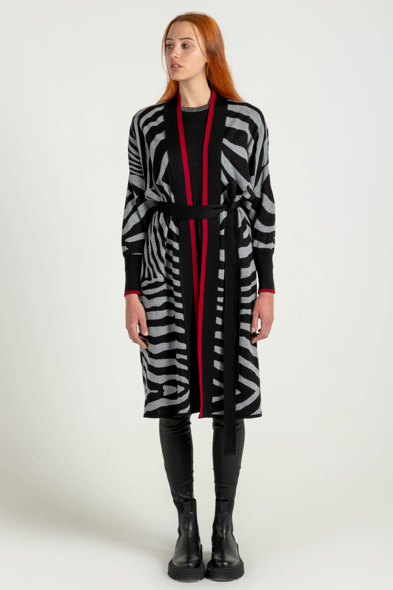 Žakard kimono - zebra siva