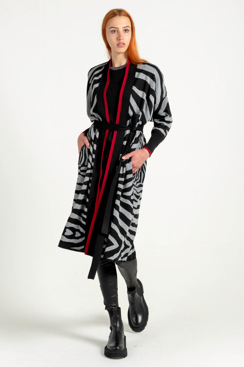Žakard kimono - zebra siva