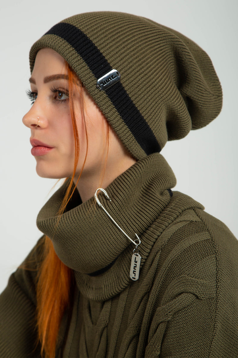 Double Sided Beanie - Olive / Black