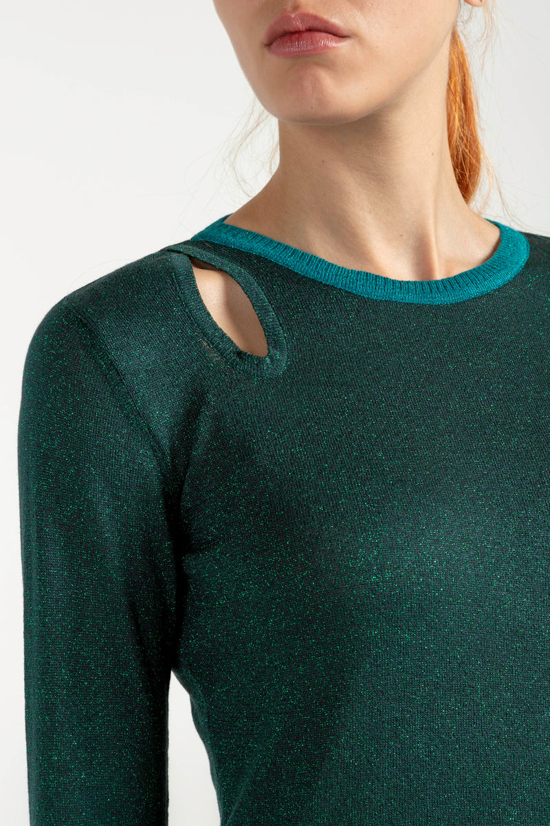 Lurex Sweater -  Emerald green