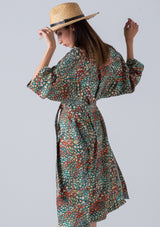 Printed Kimono With Belt-Green