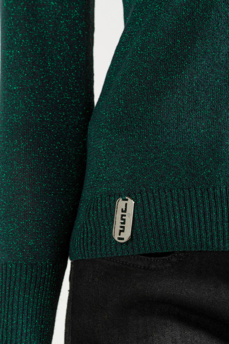 Lurex džemper - smaragdno zelena